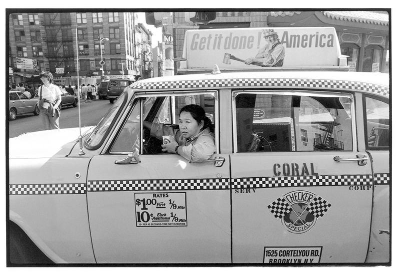 Lily Chin, arguably the first female Chinese taxi driver in New York City. NYC, 1982.