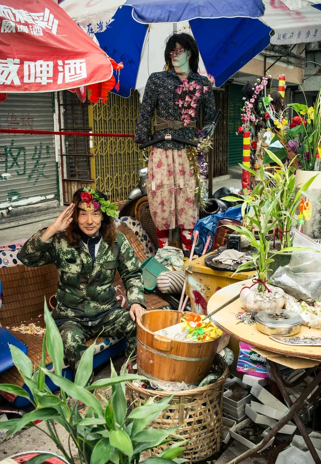 homelessman temporary shelter guangdong, china
