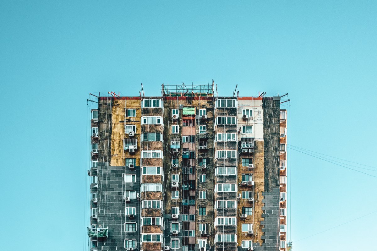 A residential building under renovation in Chaoyang district, Beijing.