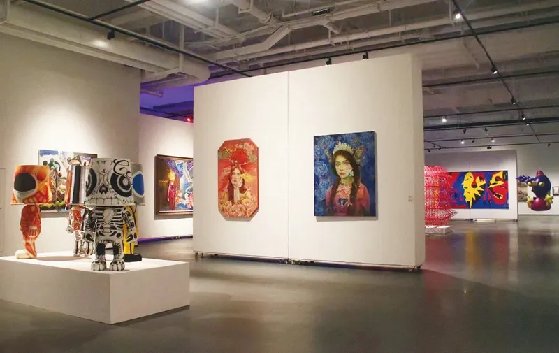 Zhao Xiaoli’s paintings displayed at the Jupiter Museum of Art in Shenzhen as part of a group exhibition