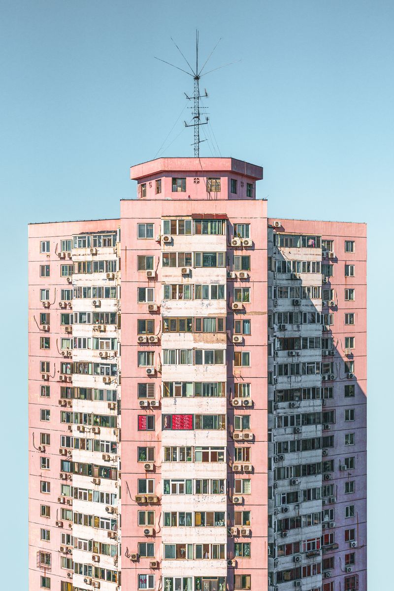 An apartment building over 20 stories constructed in the 1990s in Haidian district, Beijing, Beijing’s apartment buildings on camera
