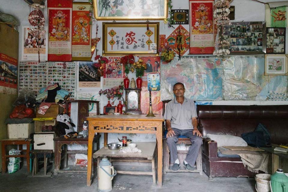 Guo Jihua, a 62-year-old ‘suona’ master, poses for a photo at home in Pingyi County, Shandong province