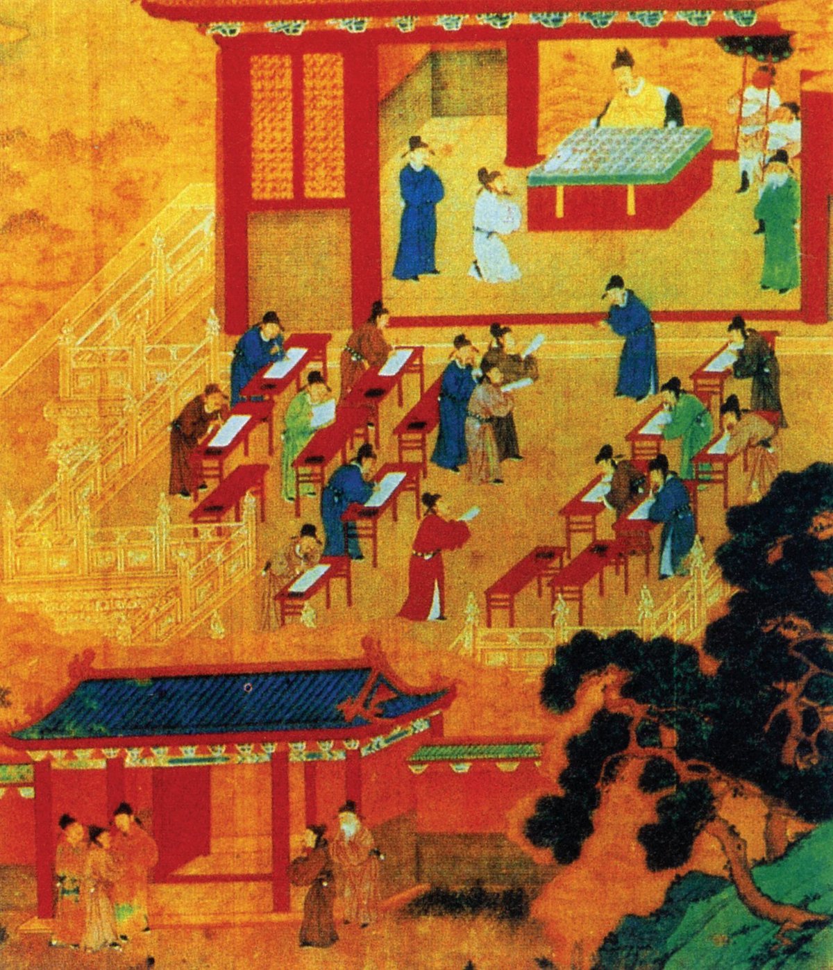 old painting of an imperial exam in ancient China