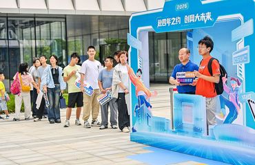 Chinese college students taking photos