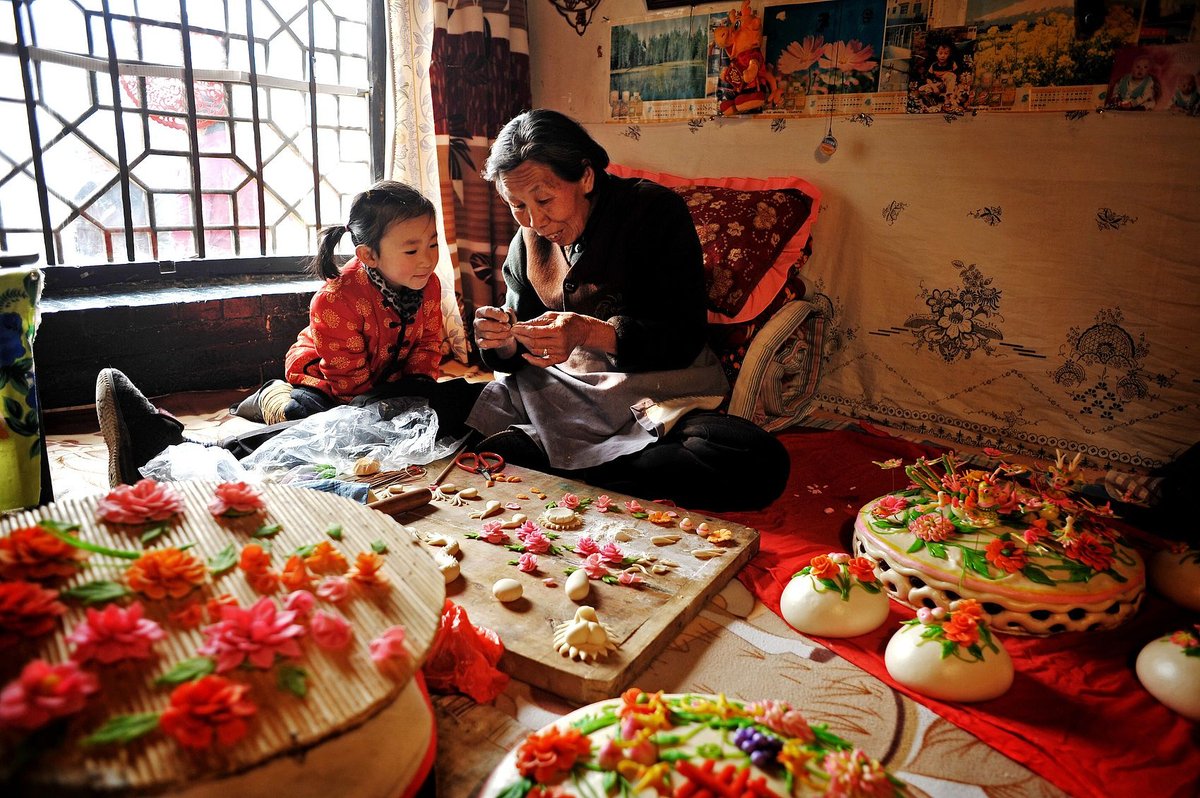 Techniques for making creative steamed buns are often passed down among the women in the family