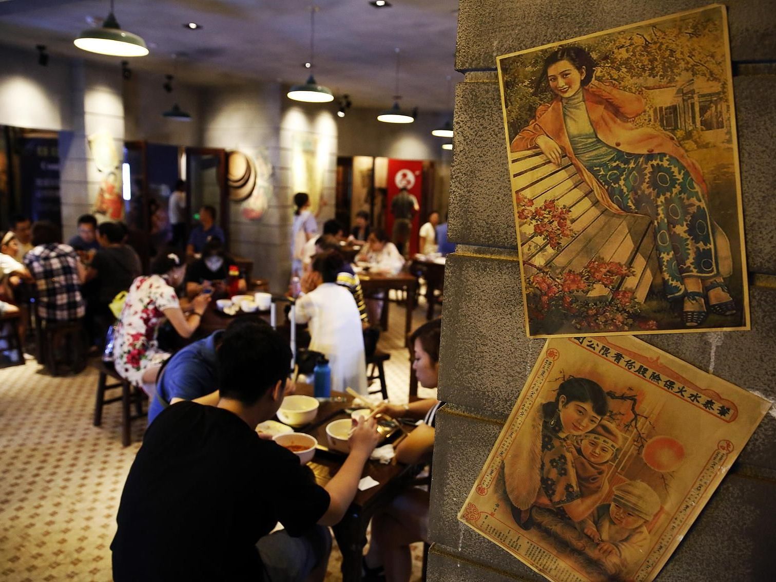 Customers eating Shanghai cuisine