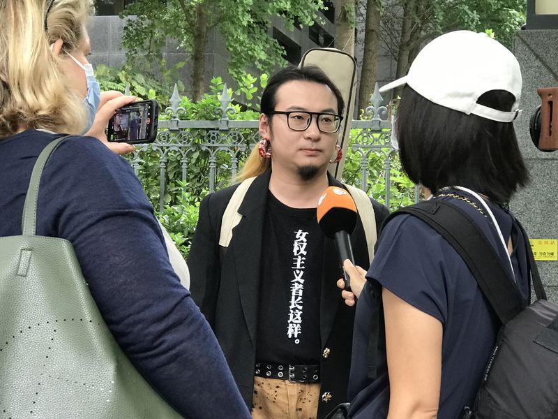 An interview being done regarding Xianzi's case, which has become the face of china's #metoo movement