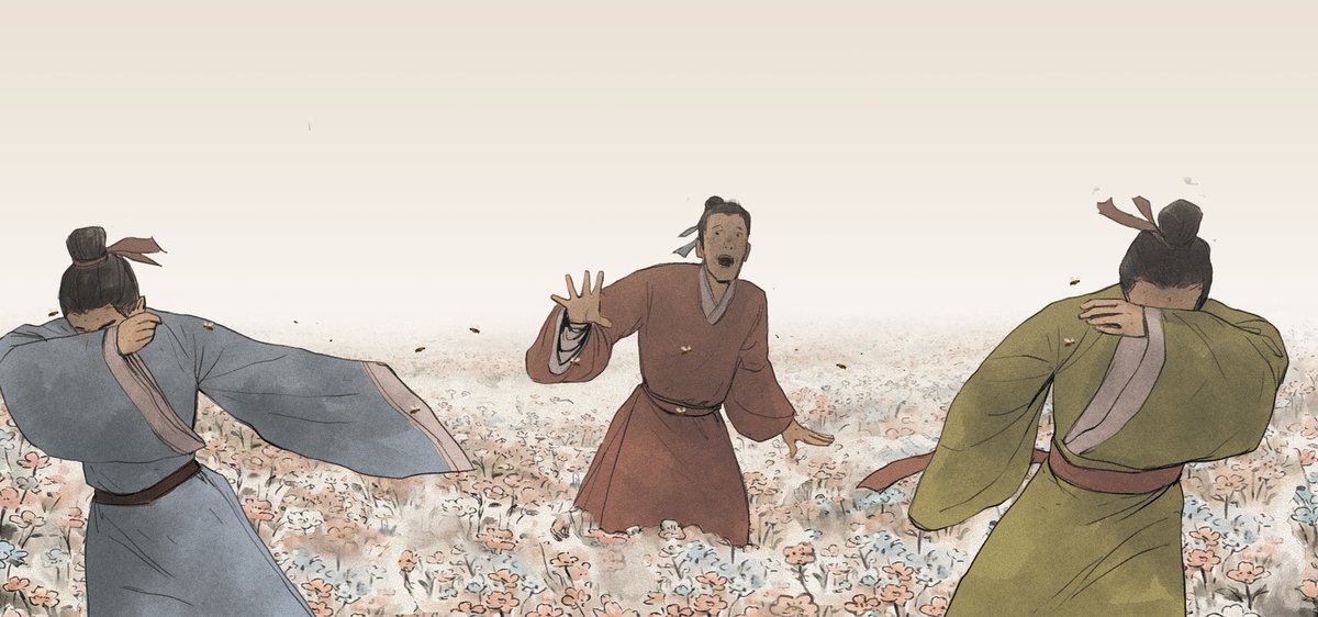 illustration, ancient Chinese scholars, blooms, wuxia fiction