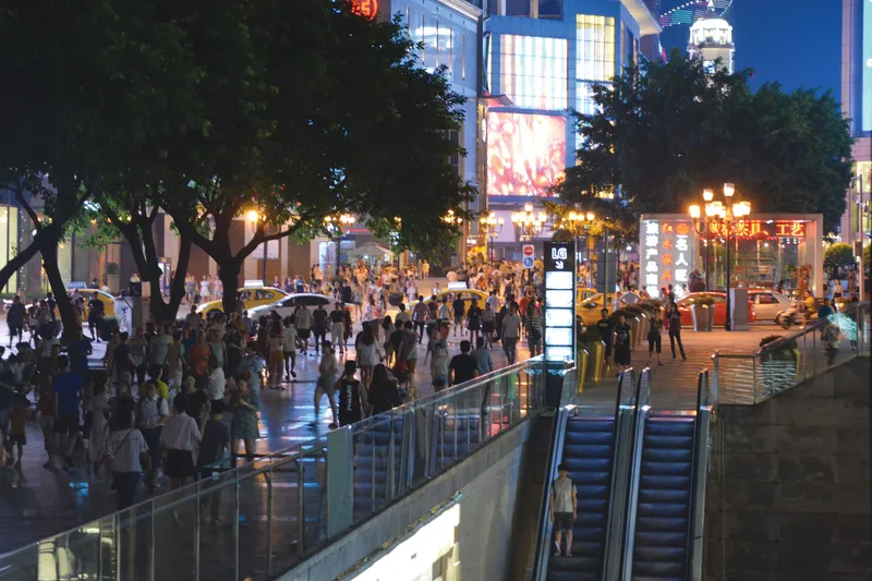 The central area of Yuzhong is packed with shopping malls