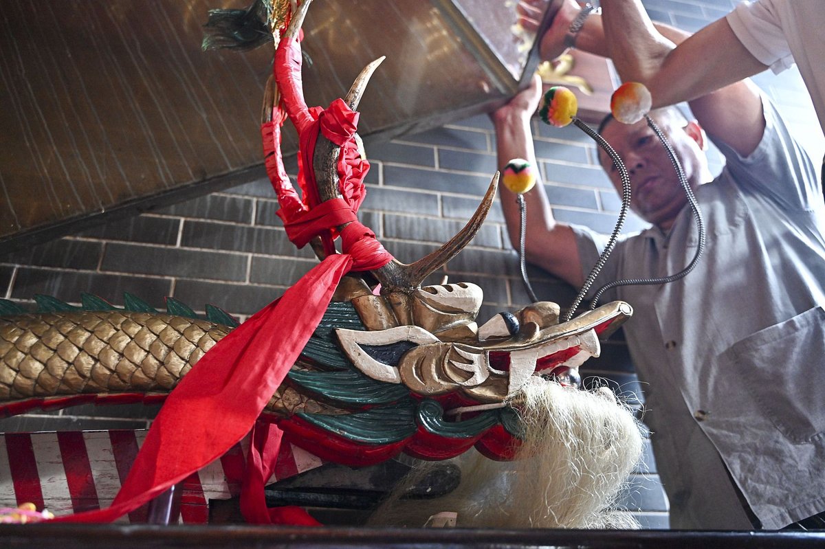 Pontian wood-made dragon boat used during the Dragon Boat Festival