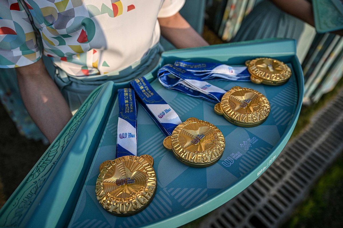 Medals being awarded to contestants at the Chengdu World Olympics