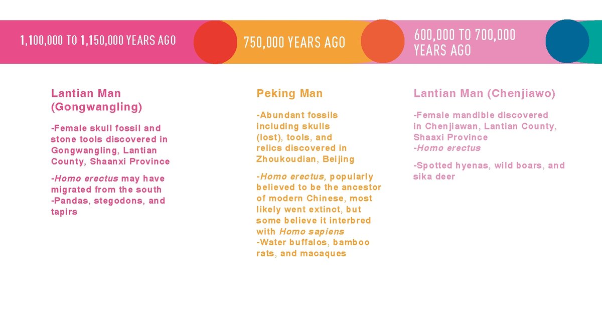 Timeline of China’s prehistoric discoveries including Liantian Man and Peking Man