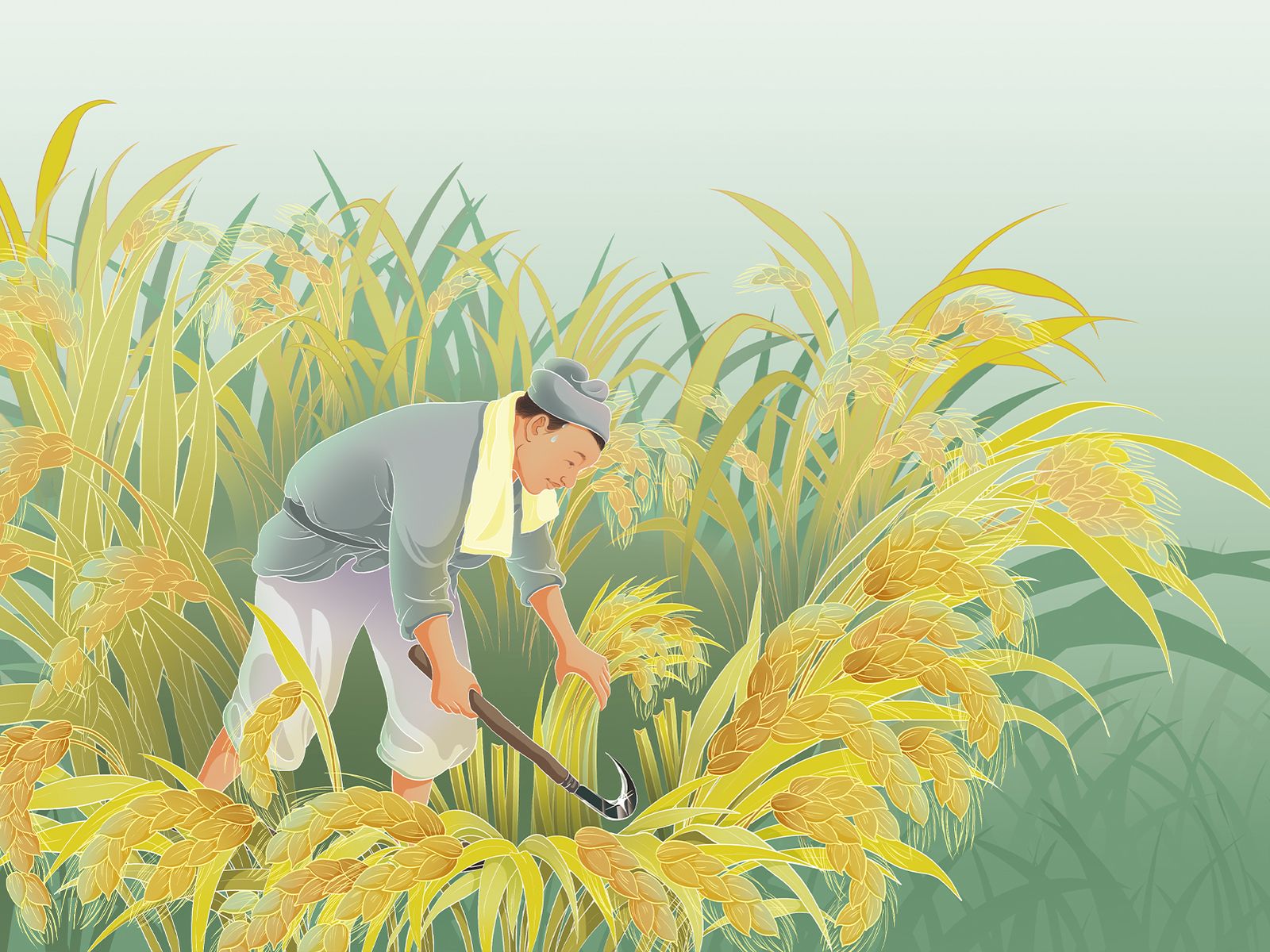 On the Character 利_farmer reaping wheat