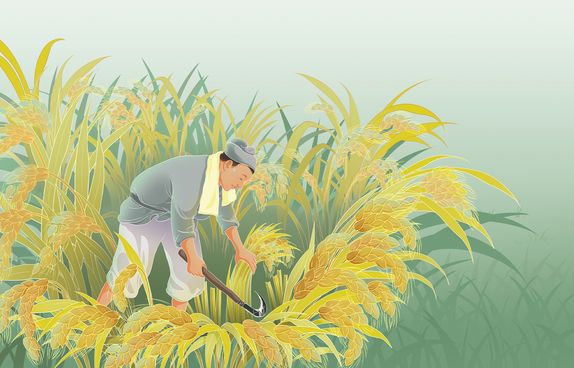 On the Character 利_farmer reaping wheat