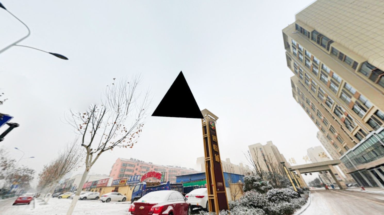 A black triangle shape in the middle of a park from Yan Jiacheng's "The Hollow of Google Street View"