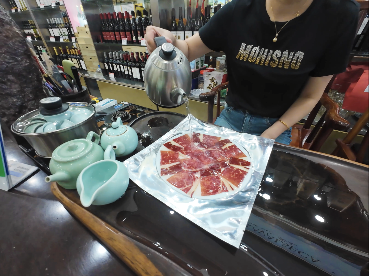 ham with Chinese tea