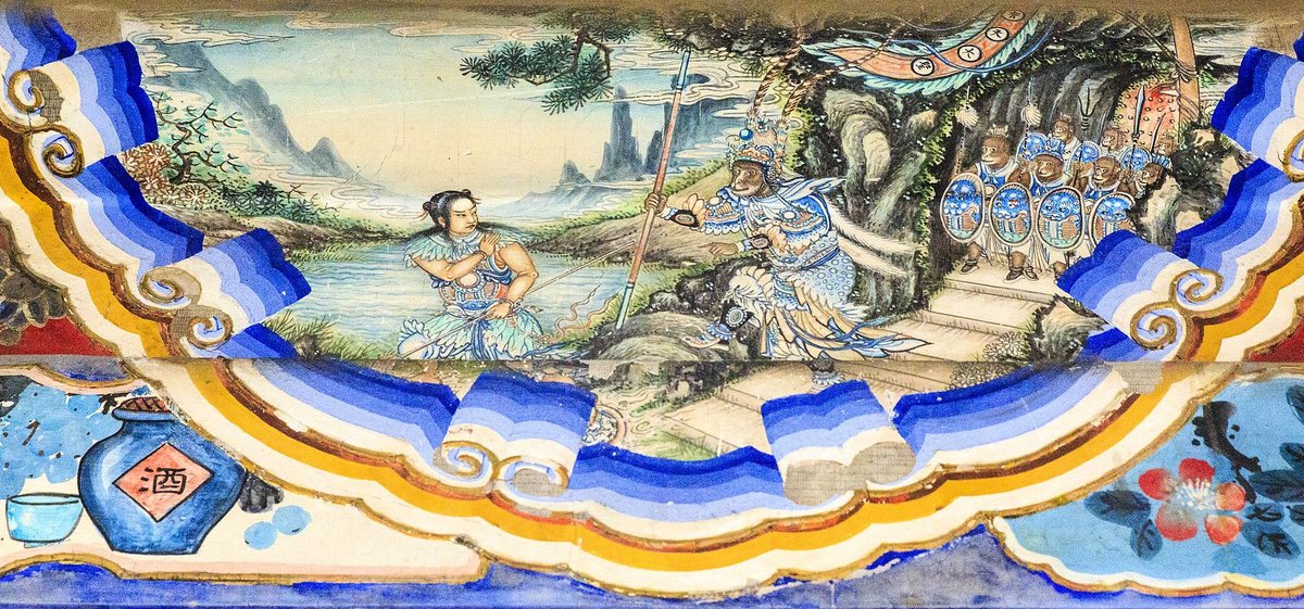 A painting depicting Ne Zha’s battle with the Monkey King from Journey to the West in the Long Corridor of the Summer Palace in Beijing. Ne zha mythology