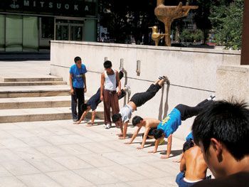 The Parkour Commune holds an open session, by coach Cui Jian, at The Place every Sunday