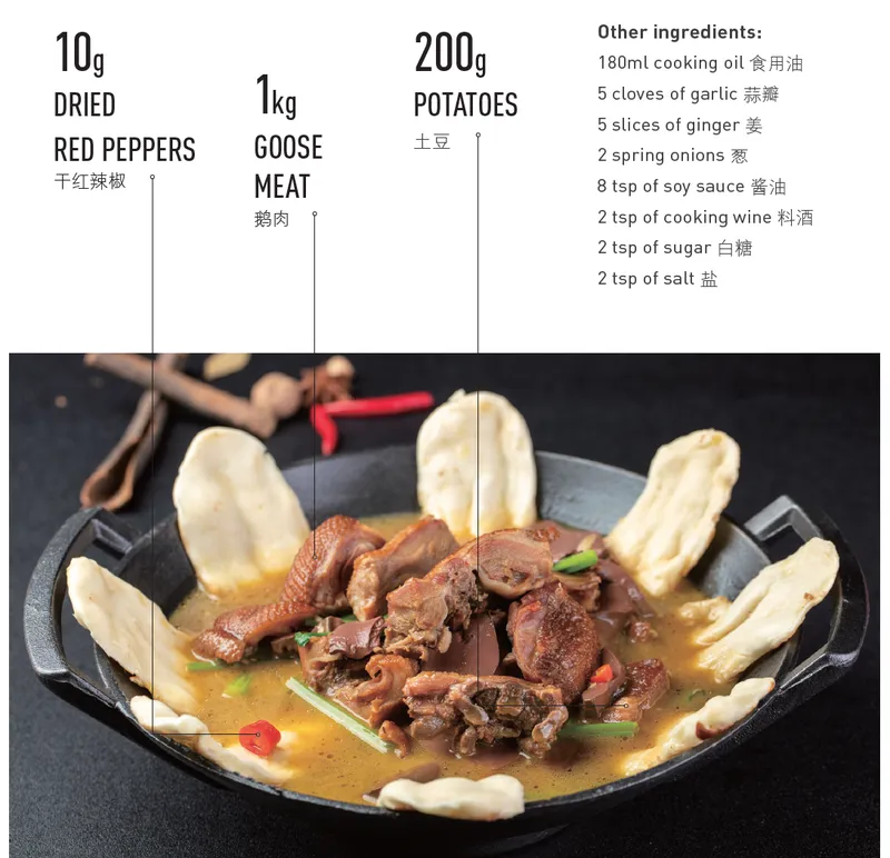Goose stew in iron wok recipe
