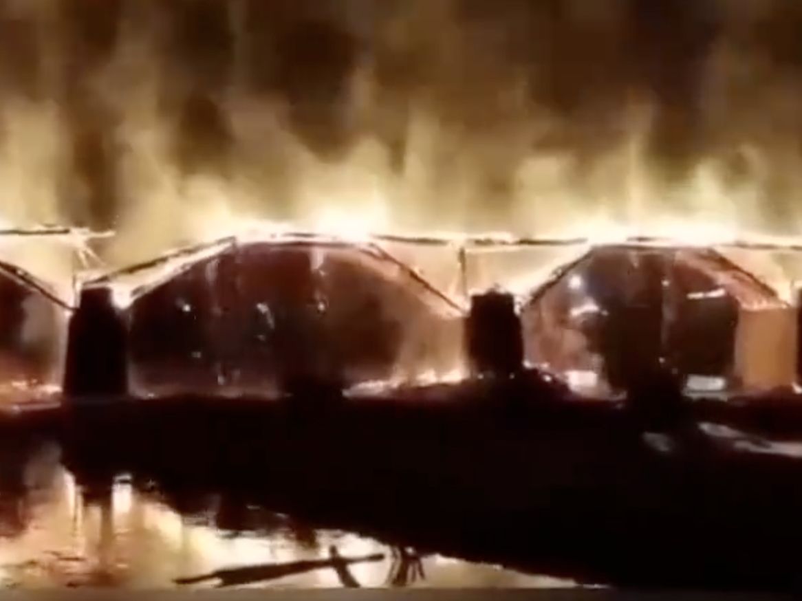 Burned down bridge in Fujian