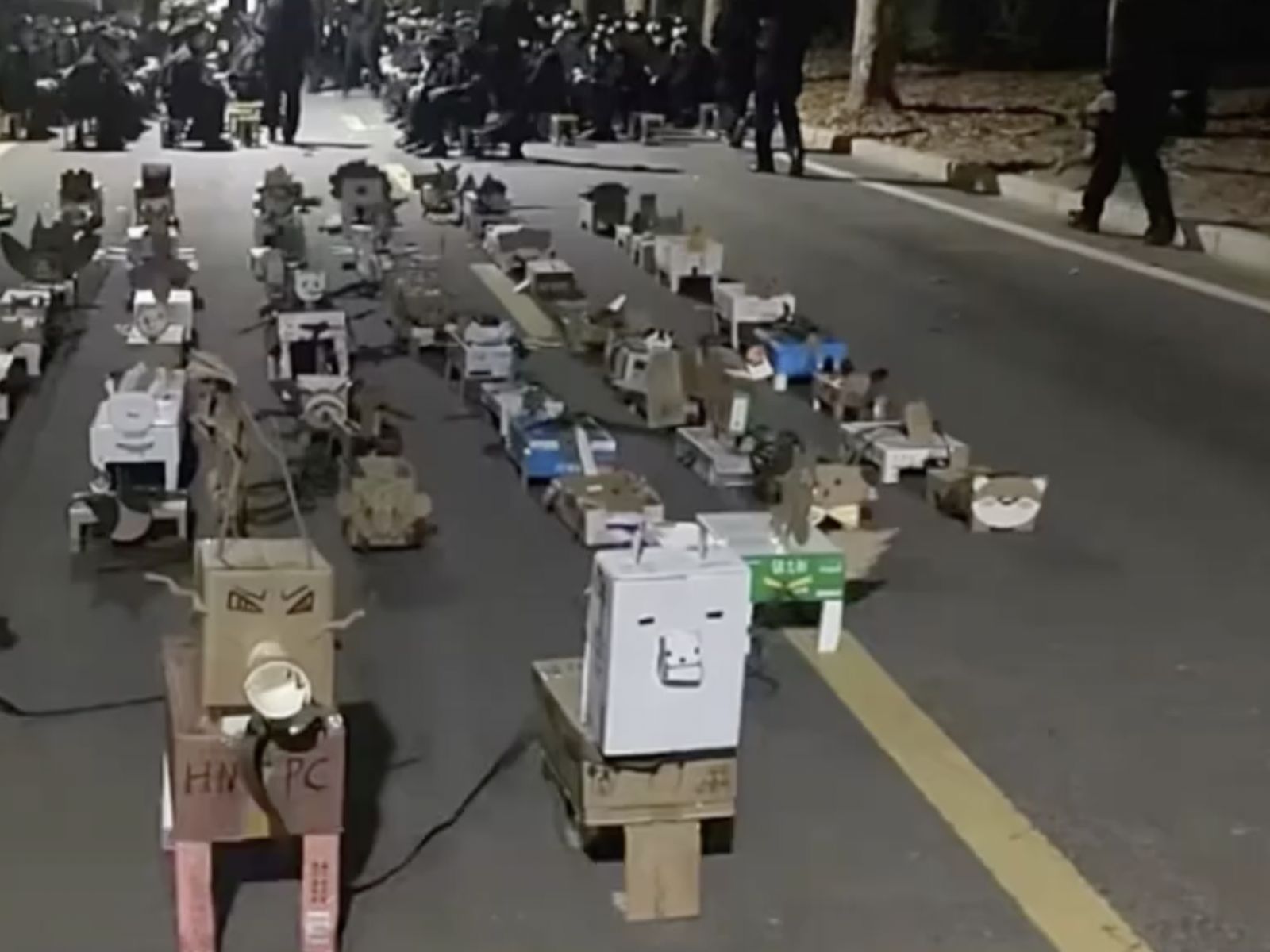 Chinese students cardboard pets