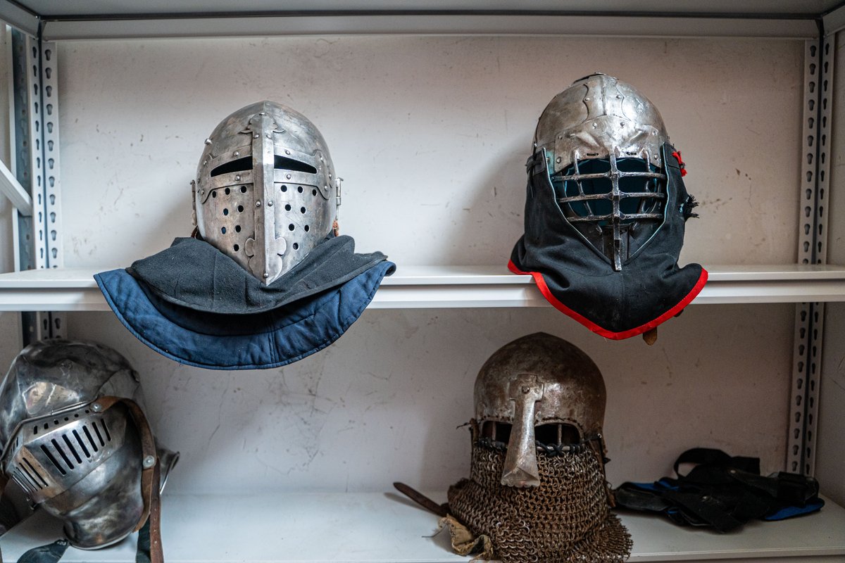 Handcrafted Chinese- and Western-style helmets that weigh at least five kilograms (Jiayu Zhang)