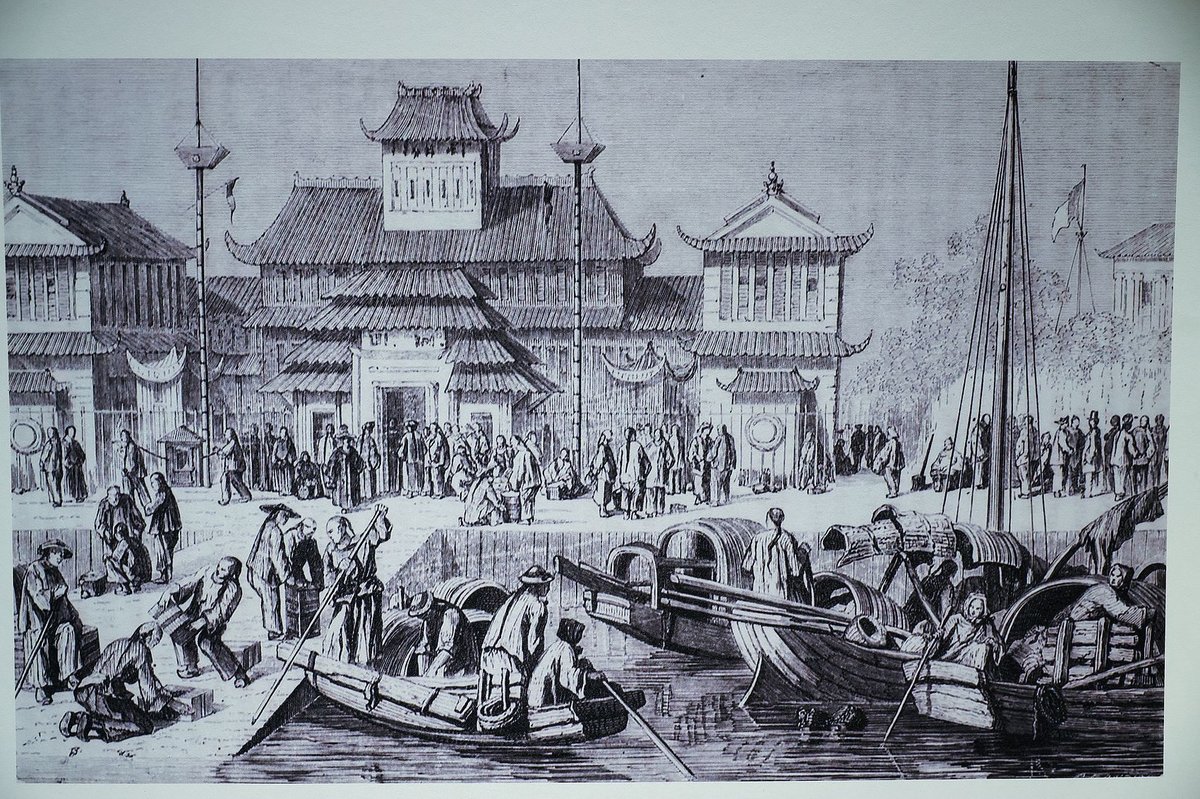 An illustration of Shanghai’s Customs House in 1861 by an artist accompanying the Prussian diplomatic mission