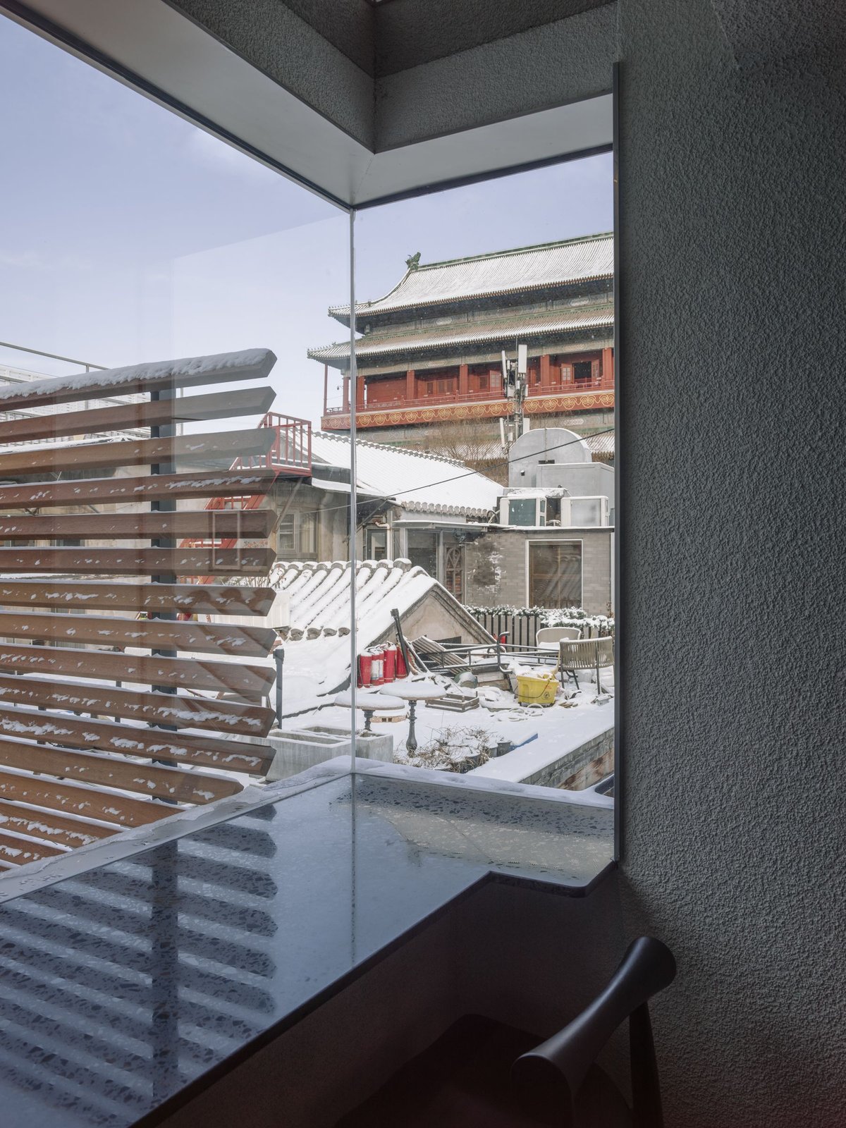 View of the Drum Tower from Shixi Teahouse’s second-floor terrace when it first opened last December