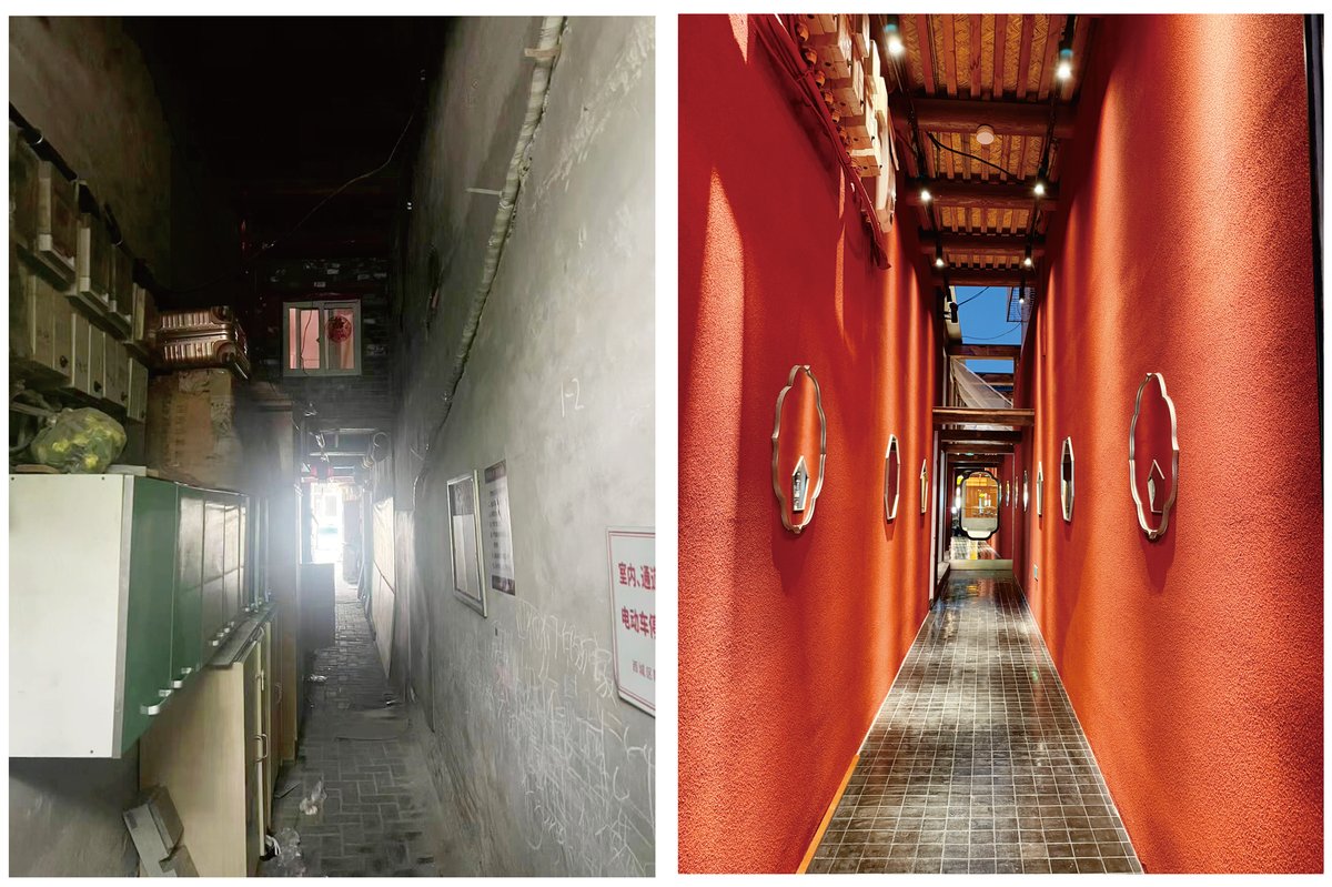 The renovation, completed last year, transformed a shabby hutong courtyard house plagued by fire hazards into a modern commercial and cultural space, Beijing drum tower teahouses