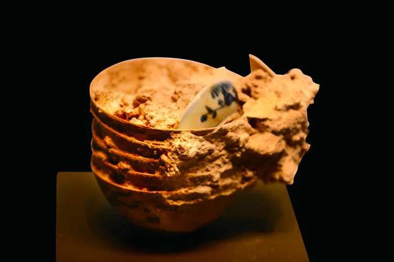 hard shells forming on sunken porcelain, song dynasty ship