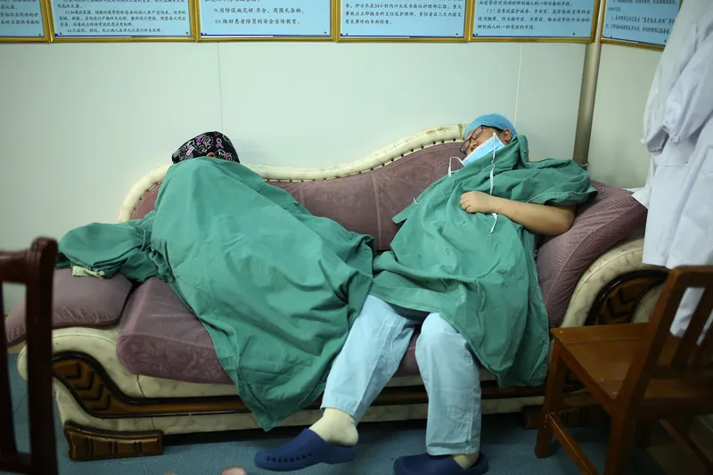 Doctors getting a rare moment of shut-eye