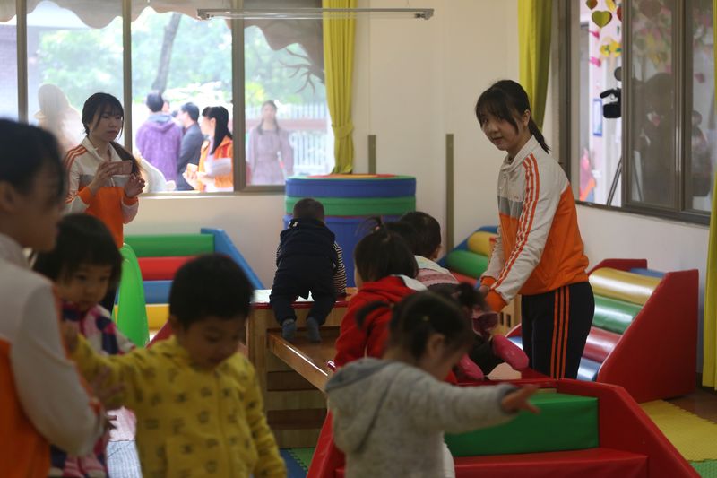A government-subsidized childcare facility in the Yuexiu district of Guangzhou, China, offers care at 75 percent of the market price, China’s childcare shortage