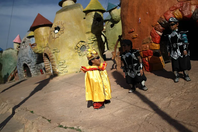 The theme park’s “King Dwarf” roaming the grounds of the Dwarf Kingdom
