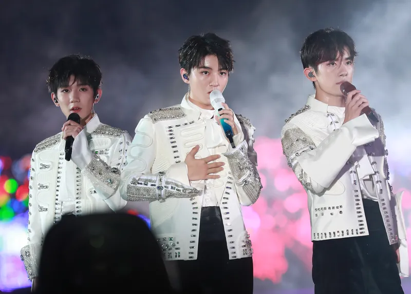 TFBoys on stage at a concert in Shenzhen 2019