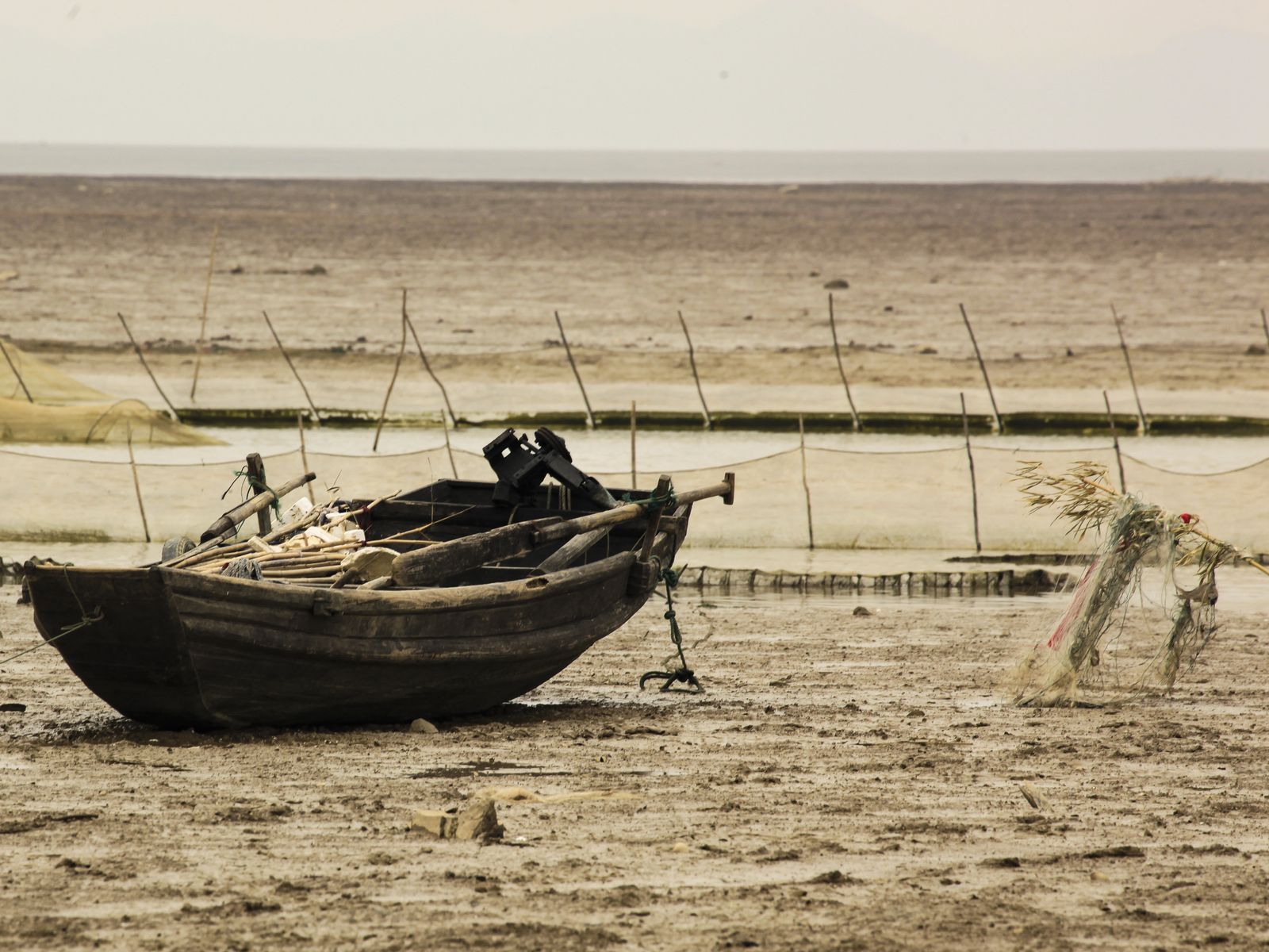 Stranded fishing boat