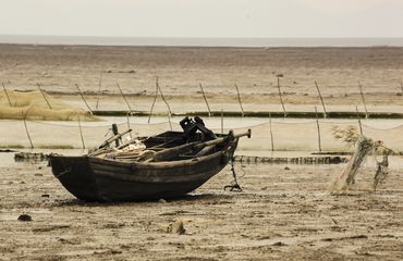 Stranded fishing boat
