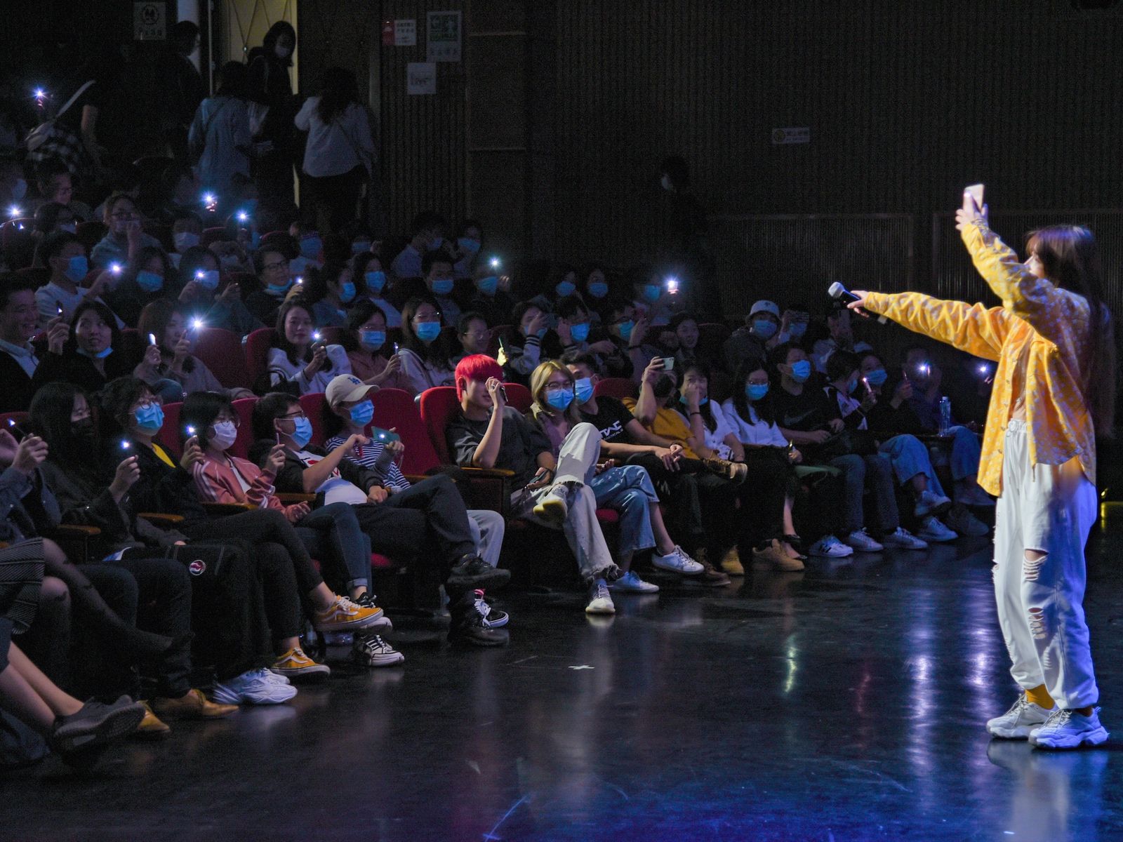 Comedian interacting with audience