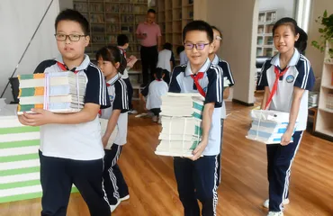 Chinese students with books