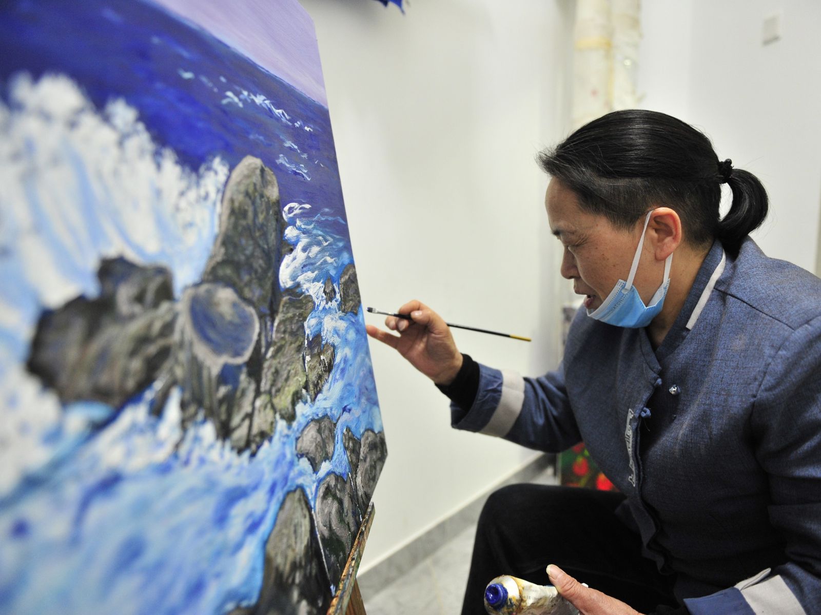 Artists in Beijing painting