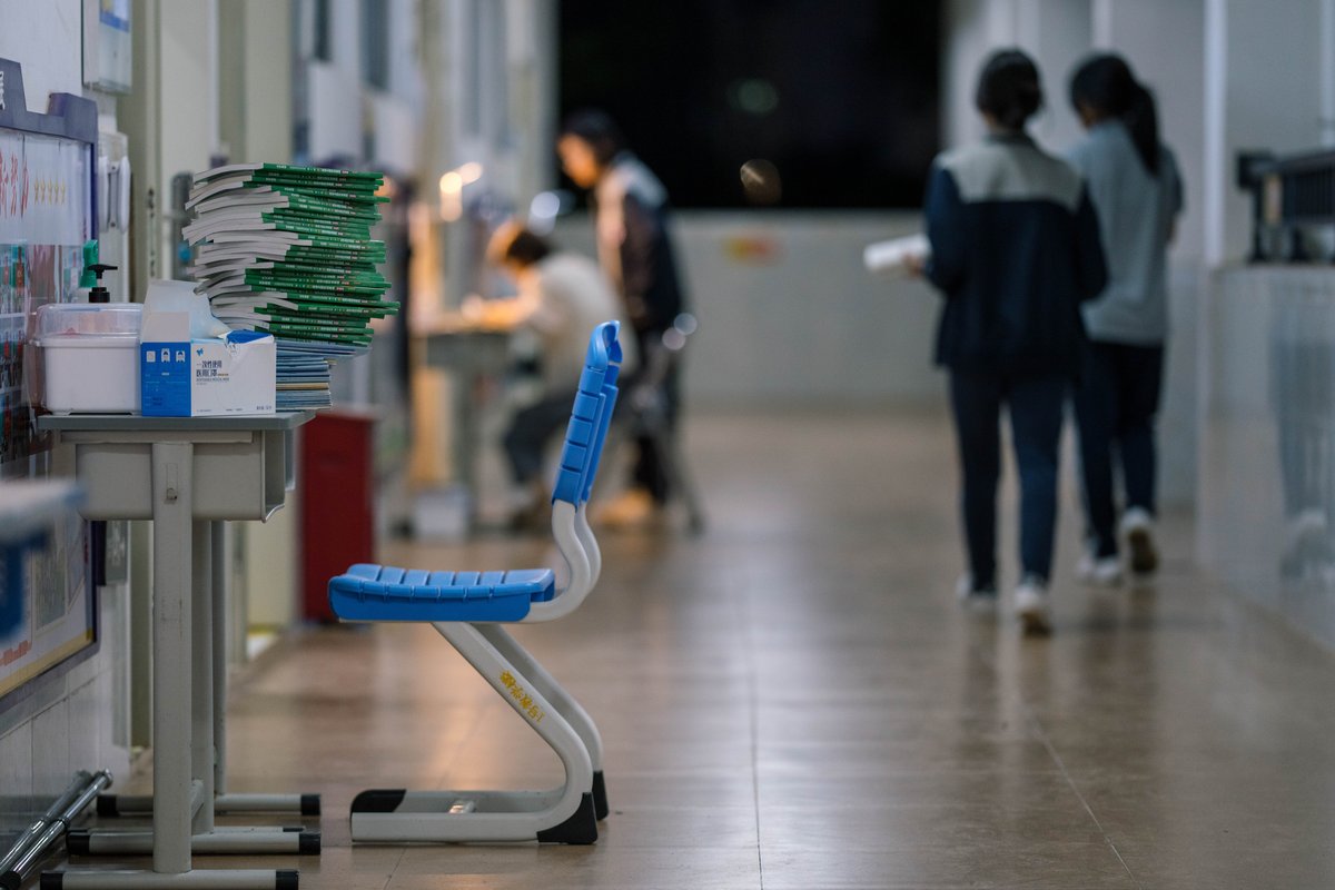 Chinese middle and high school students study from 8 a.m. to 10 p.m., while their teacher supervises them and helps answer their questions, teachers in china overworked