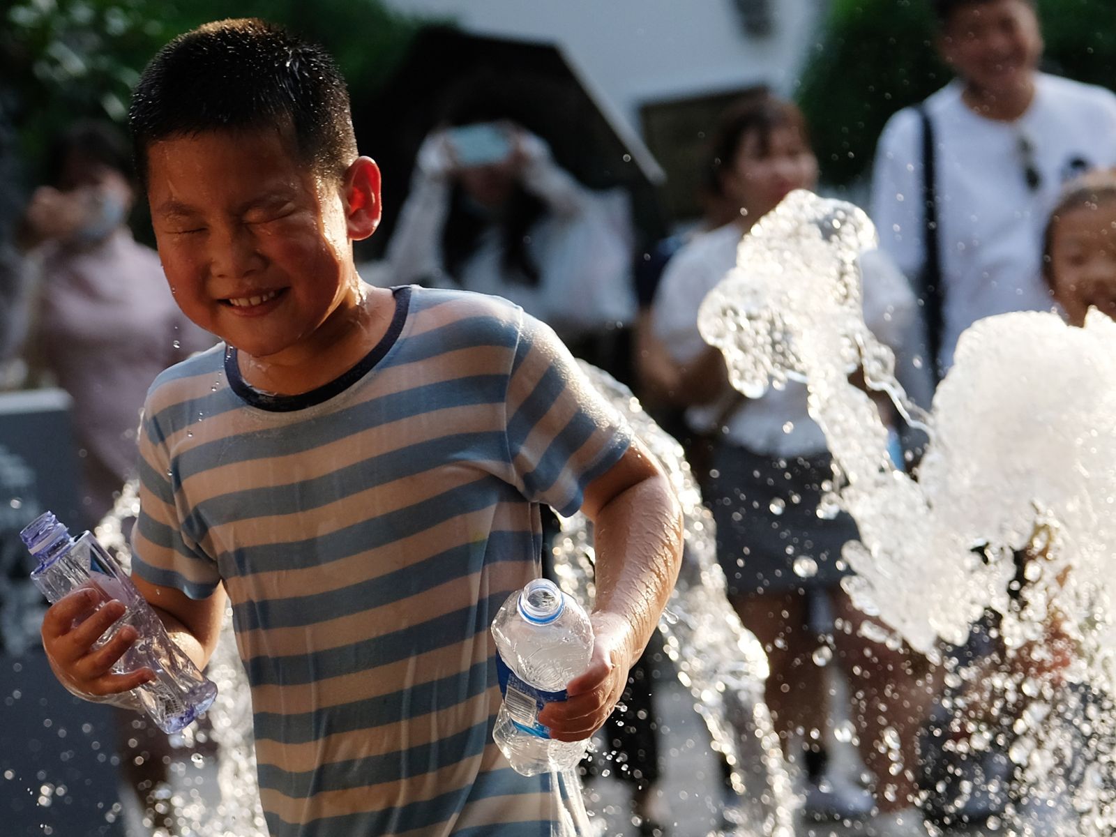 Hot summer playing with water
