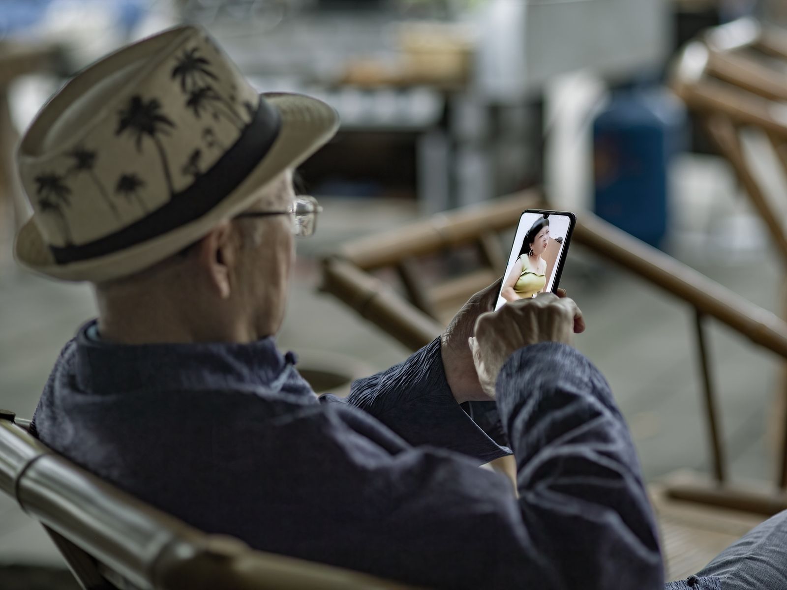 Elderly people on phone