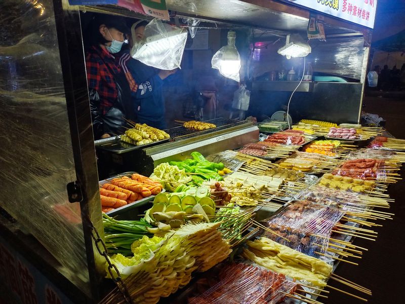 Chinese street stall selling cheap and delicious food