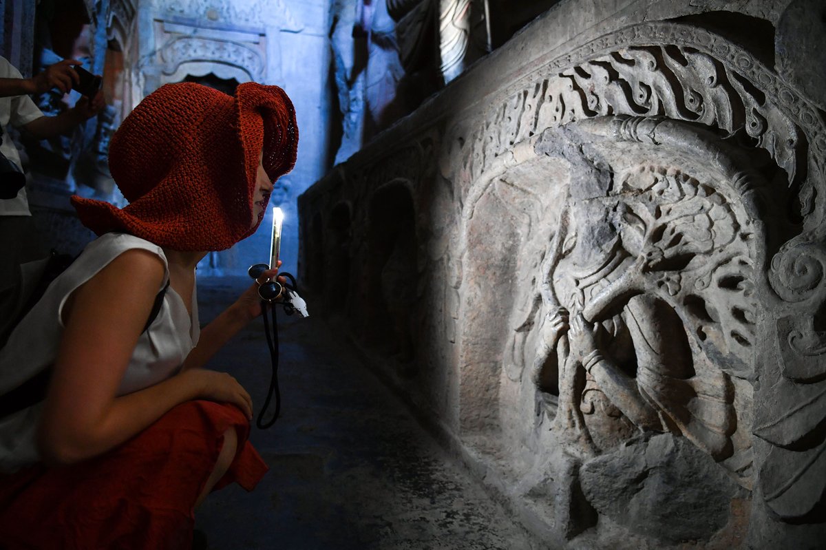 sculptures in the Xiangtangshan Caves in Handan, Hebei