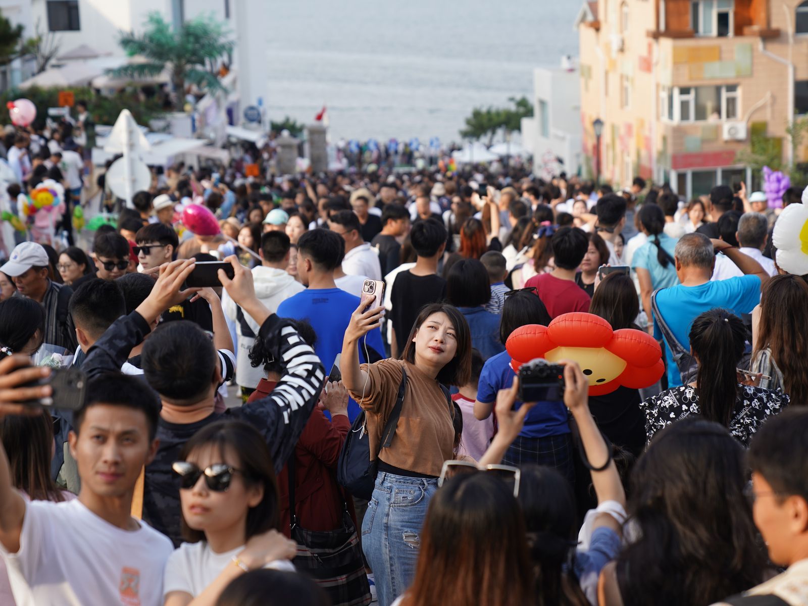 Tourists checking in