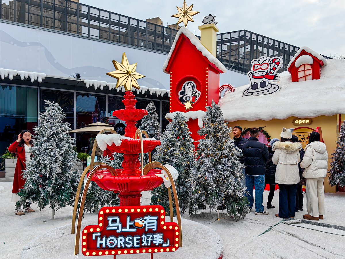 a fairytale snow village in a Nanjing mall