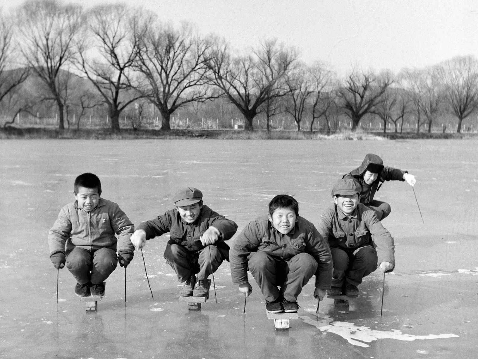 Chinese kids ice skating