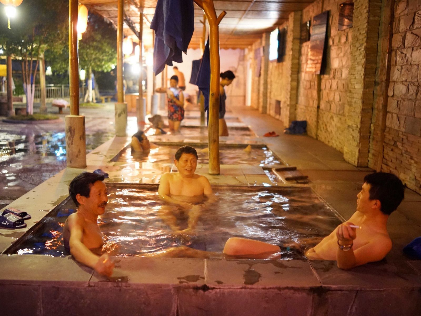 Chinese men in bathhouse