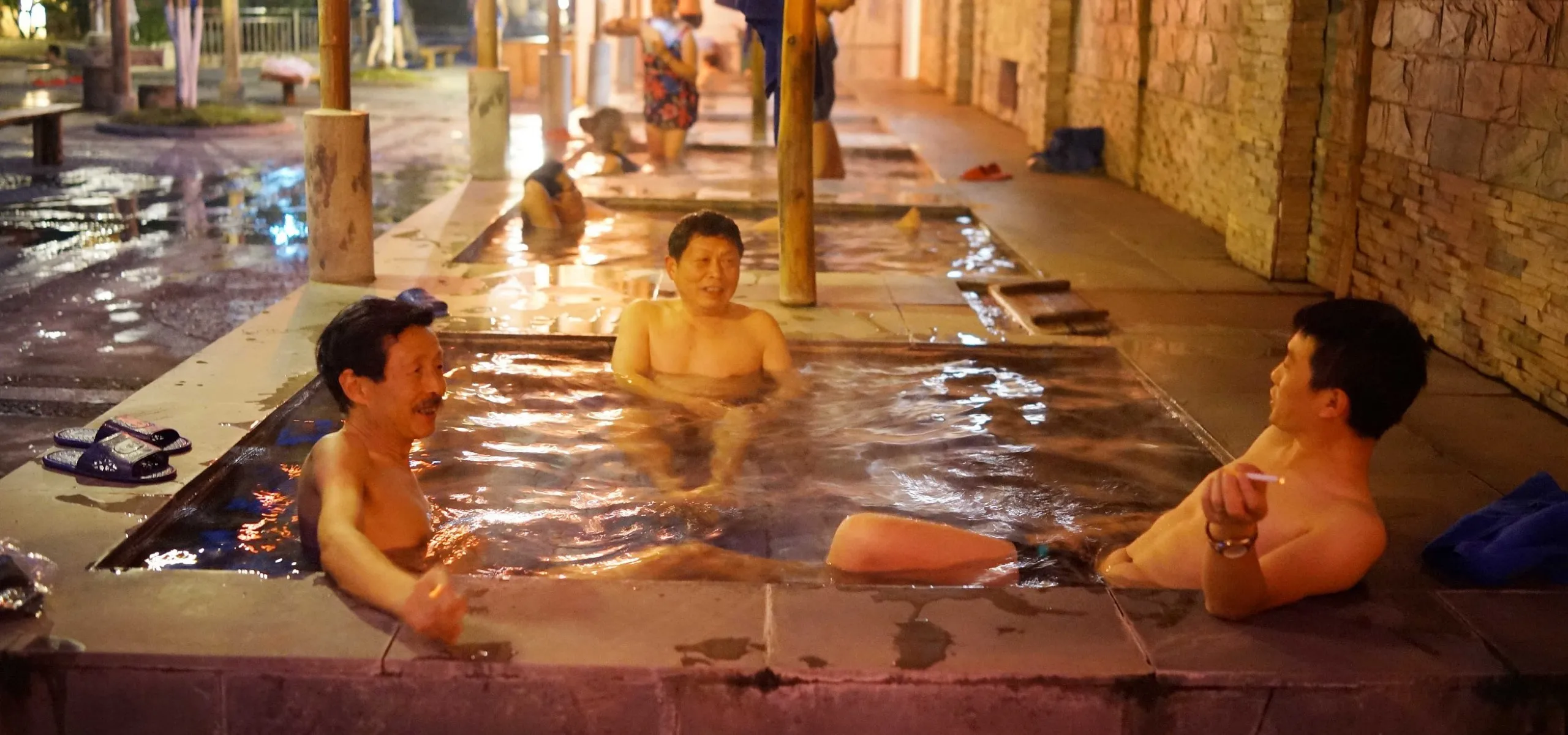 Chinese men in bathhouse