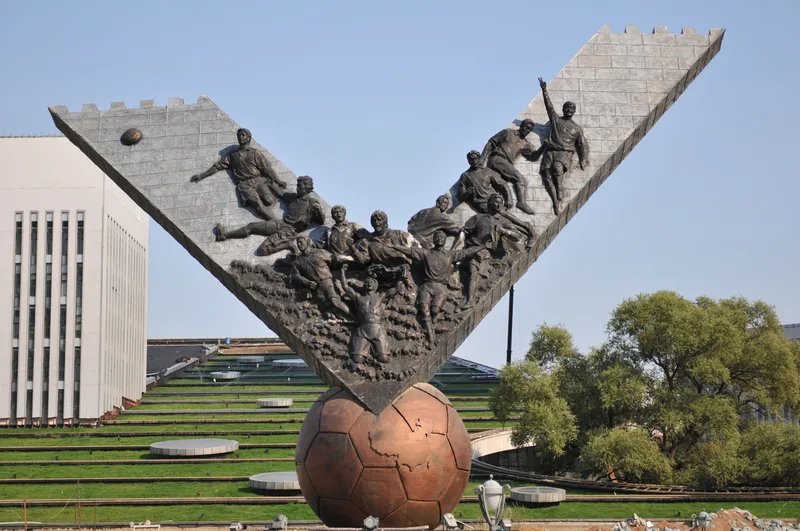 A statue in Shenyang erected to commemorate China's win against Oman in 2001 which secured qualification for the World Cup